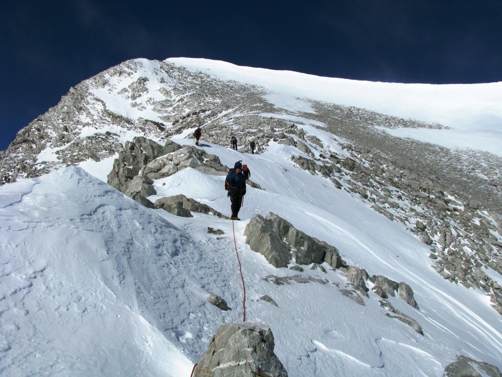 Heading for the Vinson summit via the ‘variation’ ridge.’ (Photo by Pat McCrann)