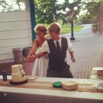 Josh and Jessica Tapp cutting the cake.