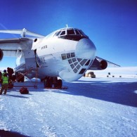 The IL-76 on the ice in Antarctica. (Austin Shannon)