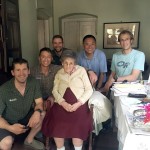 IMG guides Jonathan Schrock, Greg Vernovage, Josh McDowell, Ang Jangbu, and Justin Merle with the legendary Liz Hawley in Kathmandu