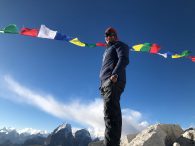 IMG Guide Austin Shannon at C1 taking a look at Ama Dablam. (Phunuru Sherpa)
