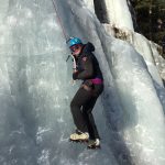 Audrey Simonson gets a first taste of New Hampshire ice climbing (Eric Simonson)