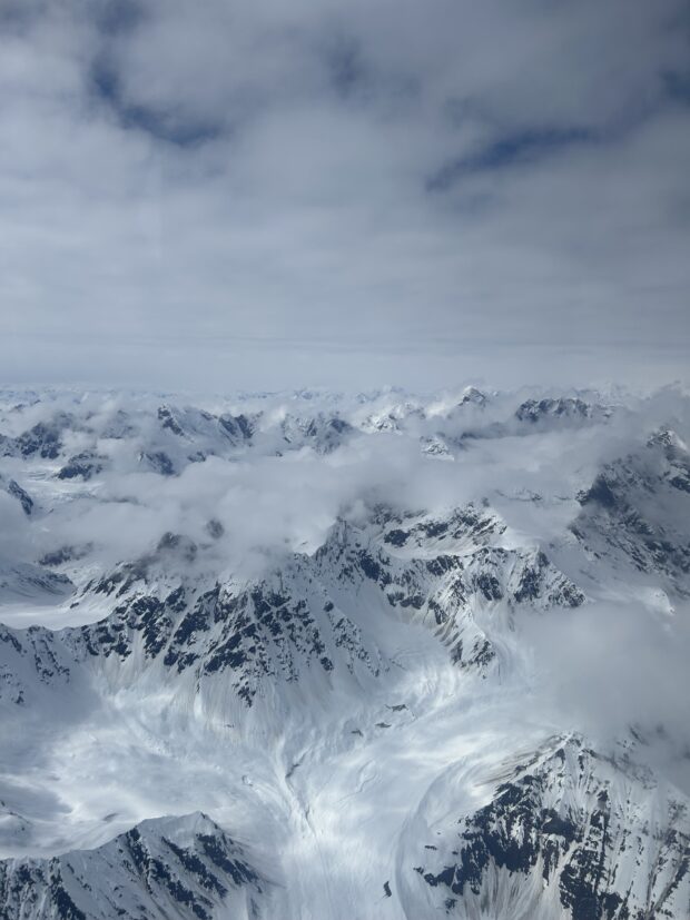 A view of the Alaska Range from the plane