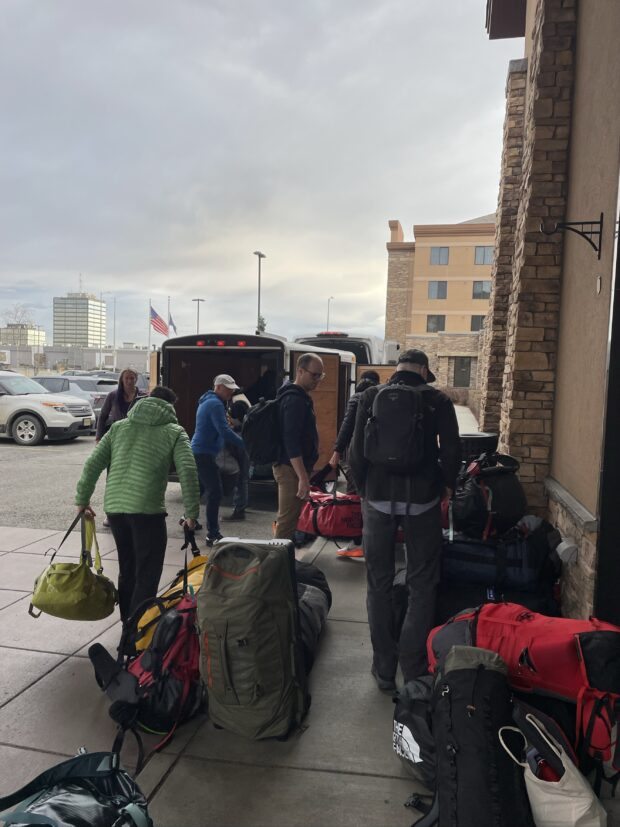 Team 1 arrives at the Anchorage Hotel