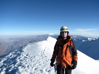 On the summit ridge of Illimani (Greg Venovage)