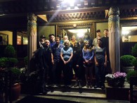 The first team of IMG trekkers and climbers departing the Hotel Tibet in Kathmandu before dawn for the Lukla flights (photo: Ang Jangbu)