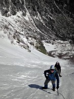 Climbing Left Gully in Tuckerman's Ravine.