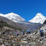 Mera Peak Team Trekking below Khote (Phinjo)
