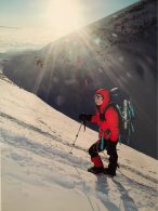 Russian guide, Sasha Sak, near the summit (Jonathan Schrock)