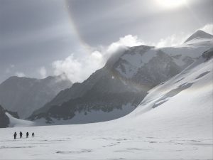 An IMG Team Pulling into Low Camp on Vinson (Luke Reilly)