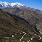 Road to Illimani with the mountain in the distance (Harry Hamlin)