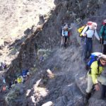 The steep spot on the ascent of the Barranco Wall (Eric Simonson)