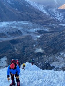 Climbers nearing the summit of Lobuche (Phunuru Sherpa)
