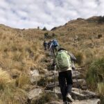 Climbing out of Pacamayo camp on the way to the second pass (Dustin Balderach)