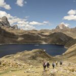 IMG Huayhuash trekkers approach Lagoon Viconga camp (John Hodder)