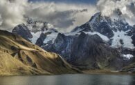 Sulia Grande and Yerupaja from Lagoon Carhuachoca (John Hodder)