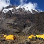 Barranco Camp with the Breach Wall and Icicle above (Eric Simonson)