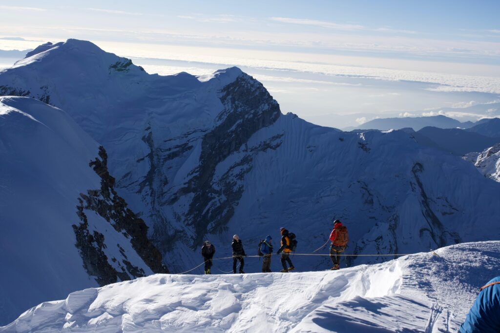 Mera Peak Team descending fixed lines from Summit (Photo Ngawang Tenzing)