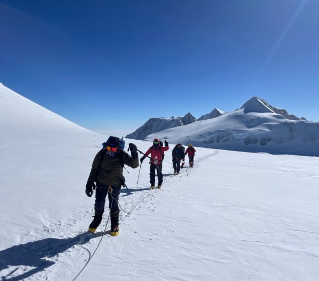 Approaching Camp 2 with Mt Shinn behind (3rd highest in Antarctica) (Porter McMichael)