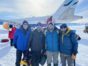 The team with the 757 at Union Glacier (Max Bond)