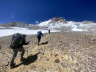 The IMG team hikes above Camp 2 (Tyler Nachand)